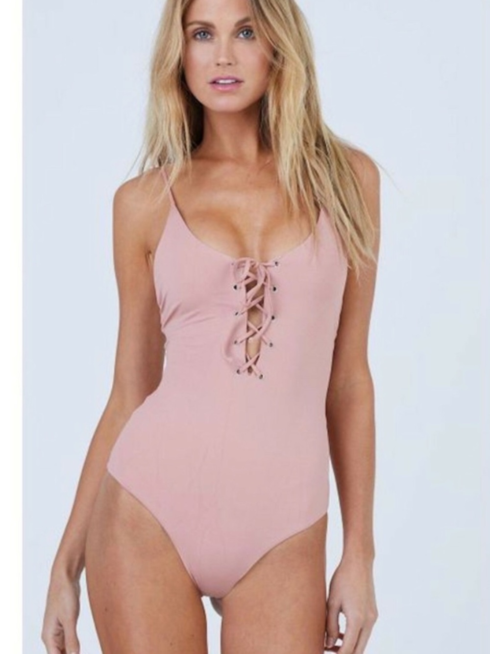 Tavik Medium M one piece lace up swimsuit monahan beige 